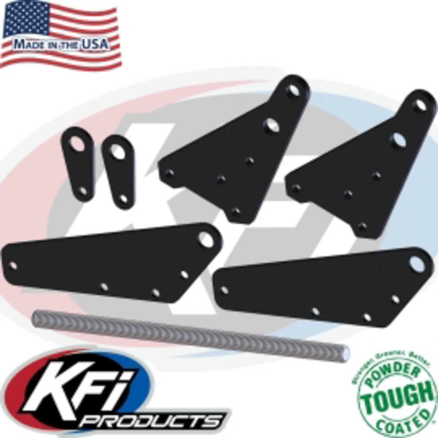 Black powder-coated KFI mounting brackets and hardware.