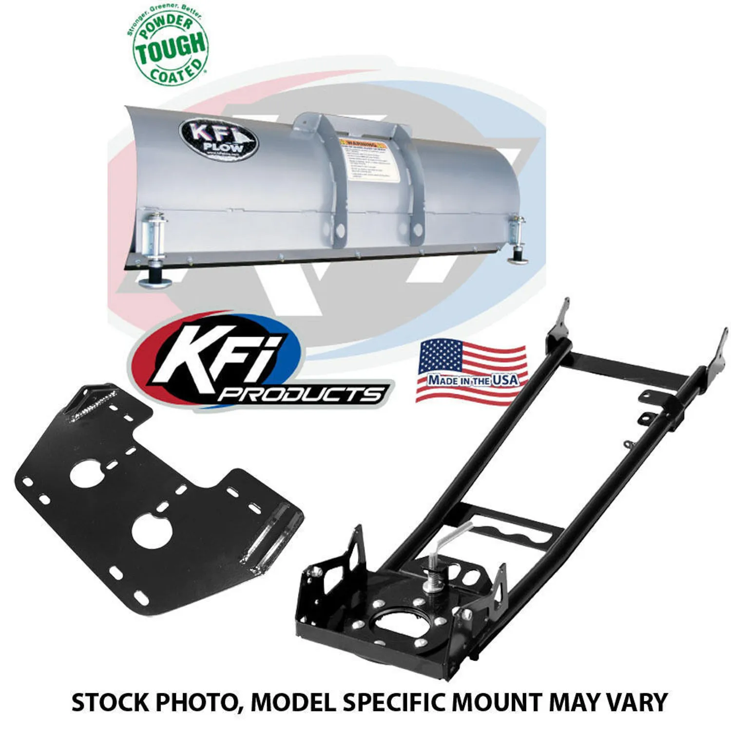 KFI-Steel-ATV-Combo-Kit KFI Products snow plow kit with blade and mounting hardware.