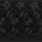 Close-up of a black braided fabric material.