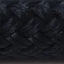Close-up of a thick black braided rope texture.