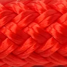 Close-up of vibrant red braided synthetic rope.