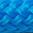 Close-up of a vibrant blue braided rope texture.