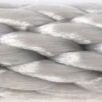 Close-up of a light grey braided fiber texture.