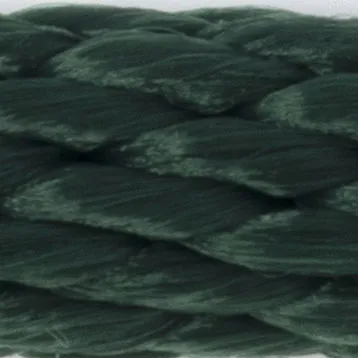 Close-up view of dark green braided rope texture.