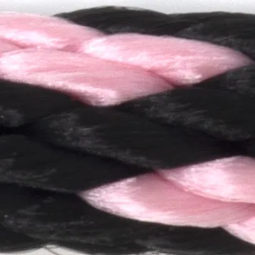Close-up of pink and black braided rope texture.