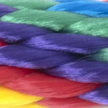 Close-up of vibrant, multi-colored braided rope strands.