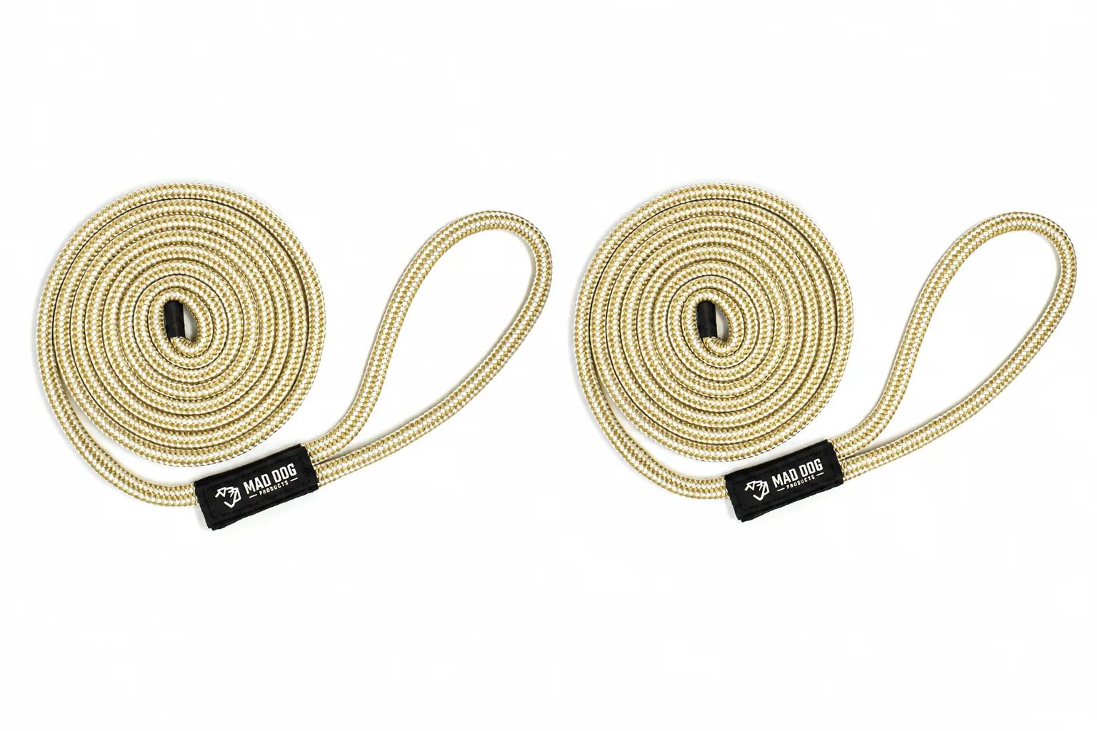 Durable nylon dock lines with reinforced eyelets for boating.