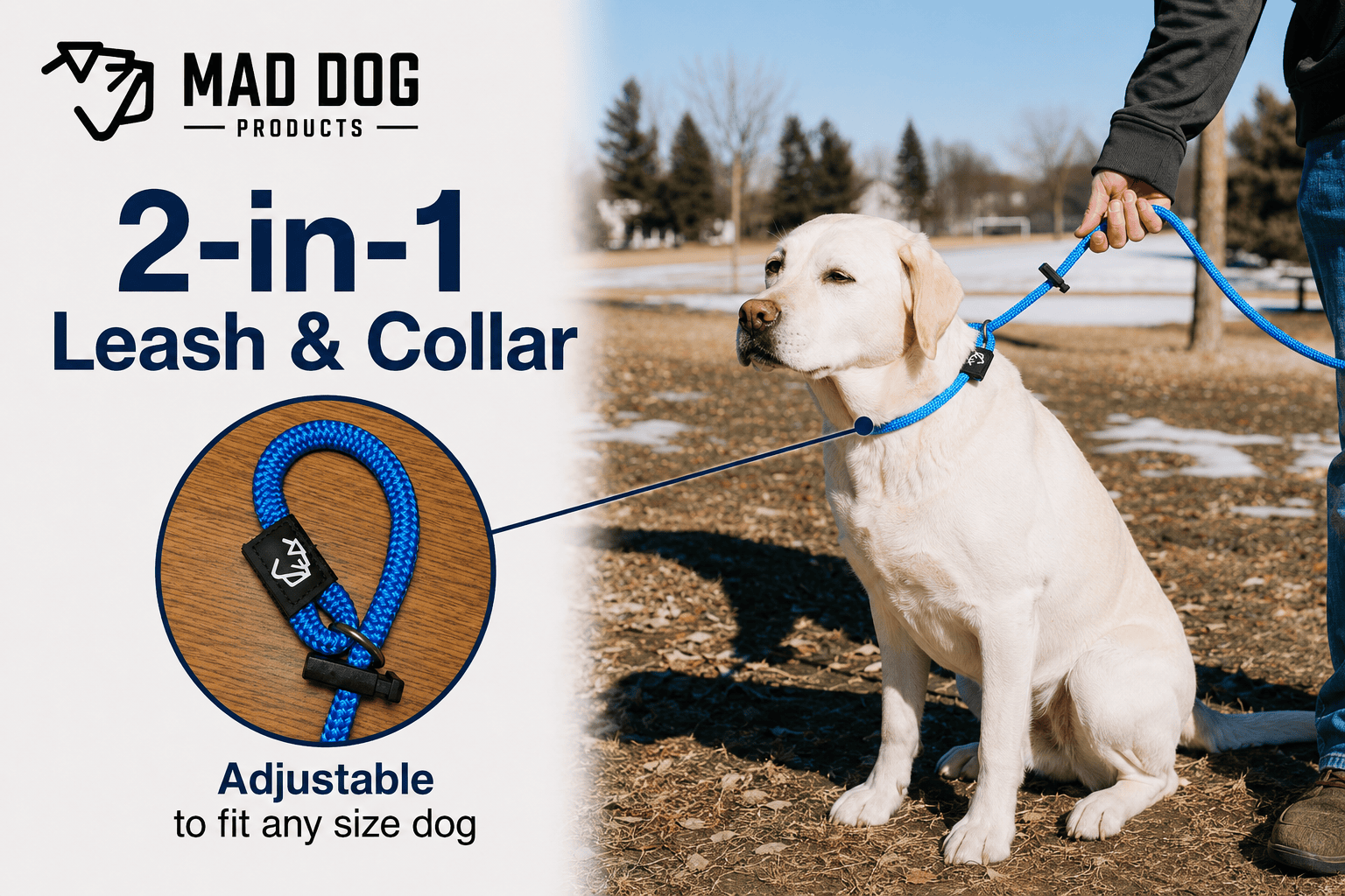 Hands-Free Double Braid Slip Leash | Heavy-Duty & USA Made