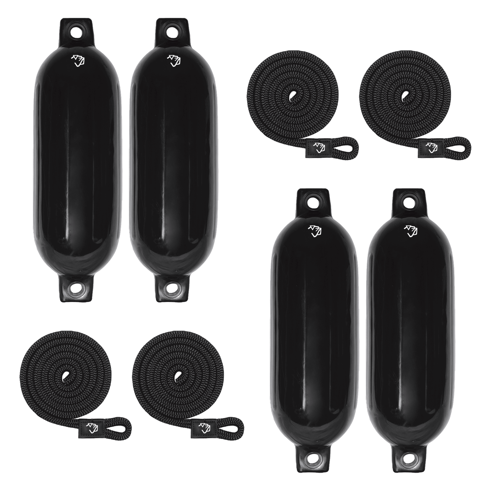 Mad Dog Inflatable Boat Fenders Set Inflatable boat fenders with ropes for boat protection and docking.