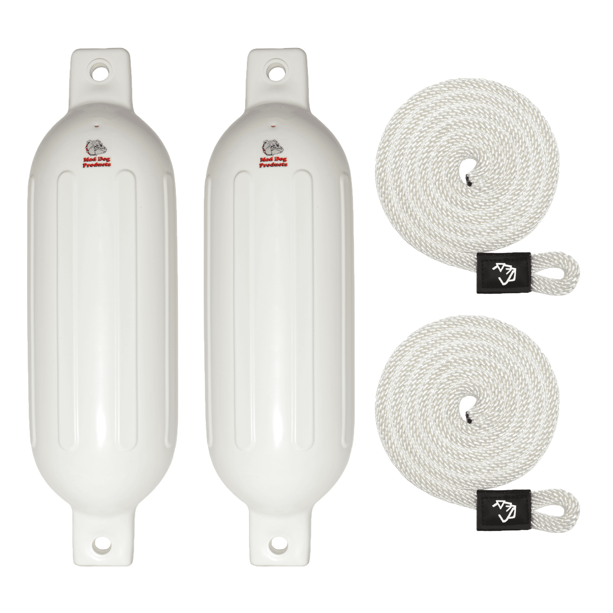 Mad Dog Inflatable Boat Fenders Set Inflatable boat fenders with ropes for boat protection.