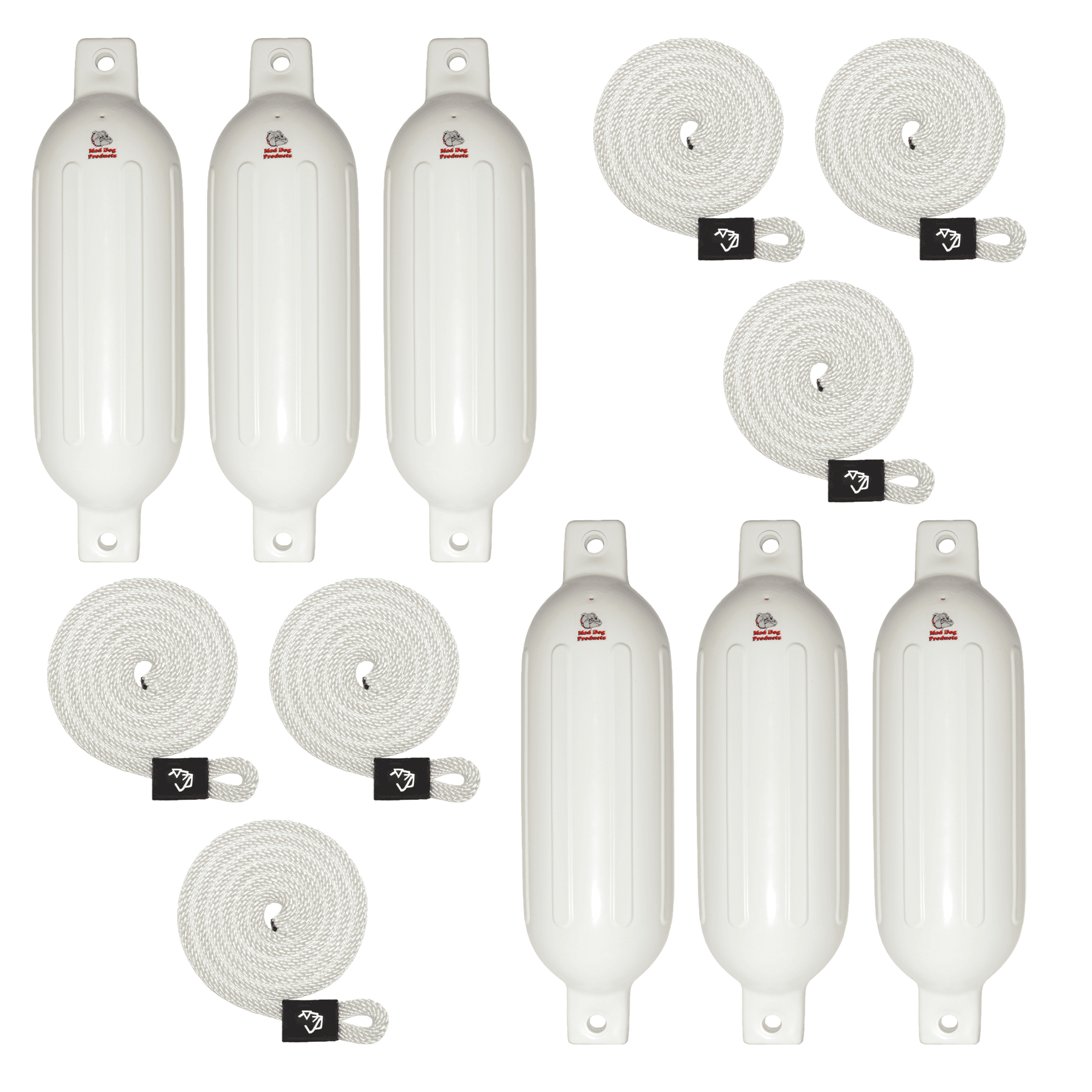 Mad Dog Inflatable Boat Fenders Set Inflatable boat fenders and ropes for boat protection and docking.